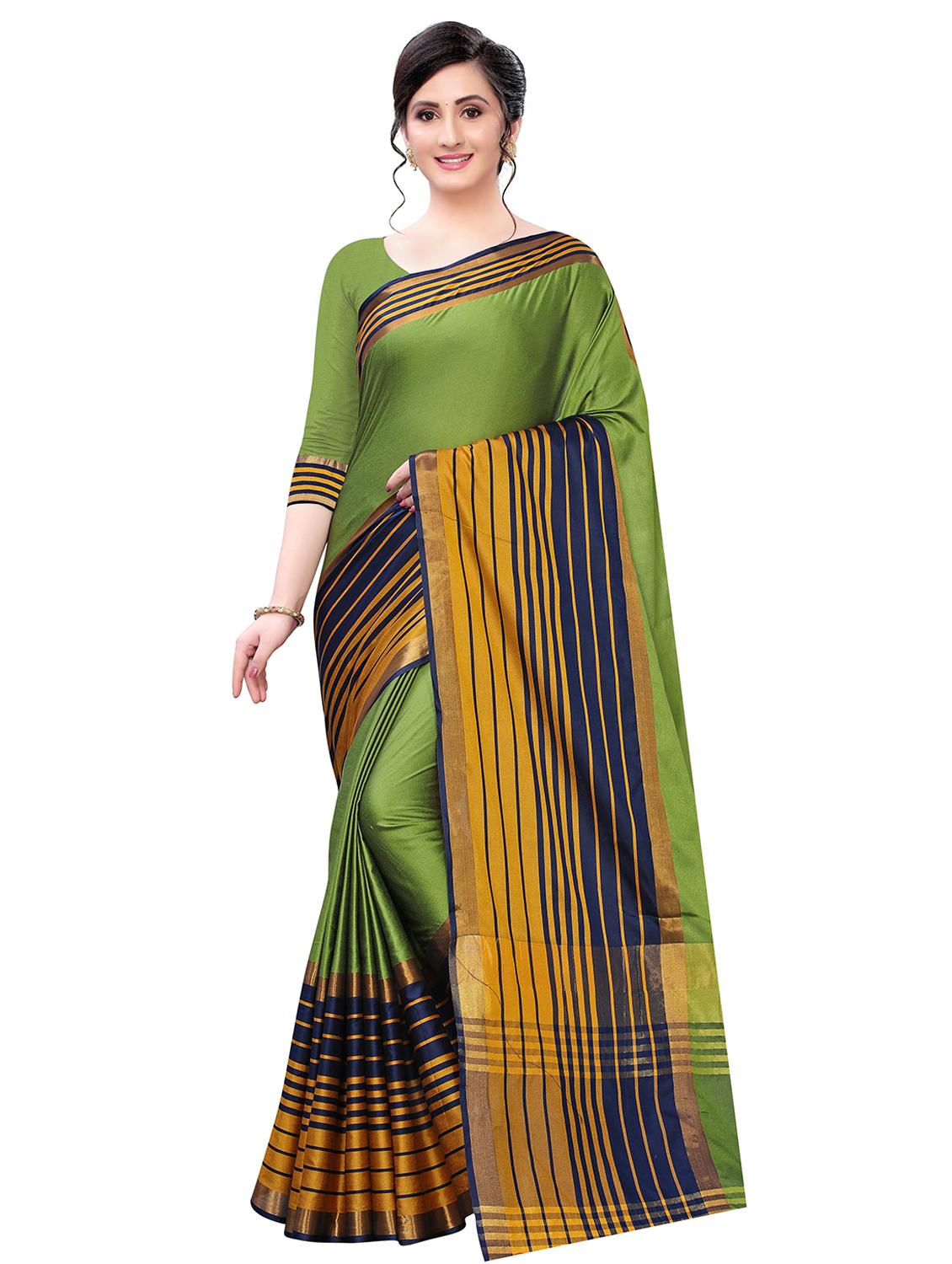 solid bordered saree with blouse - 17324587 - Zoom Image - 1