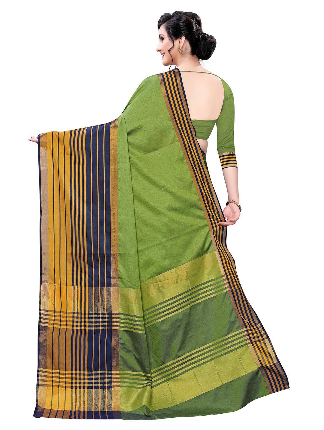 solid bordered saree with blouse - 17324587 - Zoom Image - 2