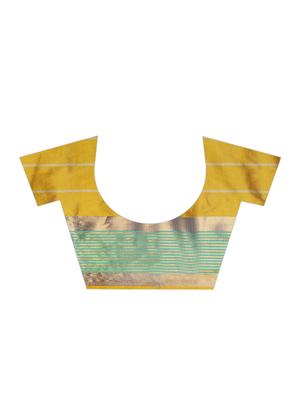 mustard woven saree with blouse - 17324605 - Standard Image - 3