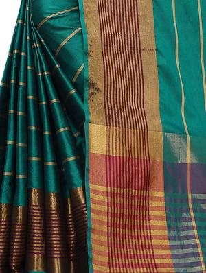 striped woven saree with blouse - 17324609 - Standard Image - 3