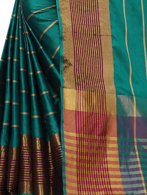 striped woven saree with blouse - 17324609 - Zoom Image - 3