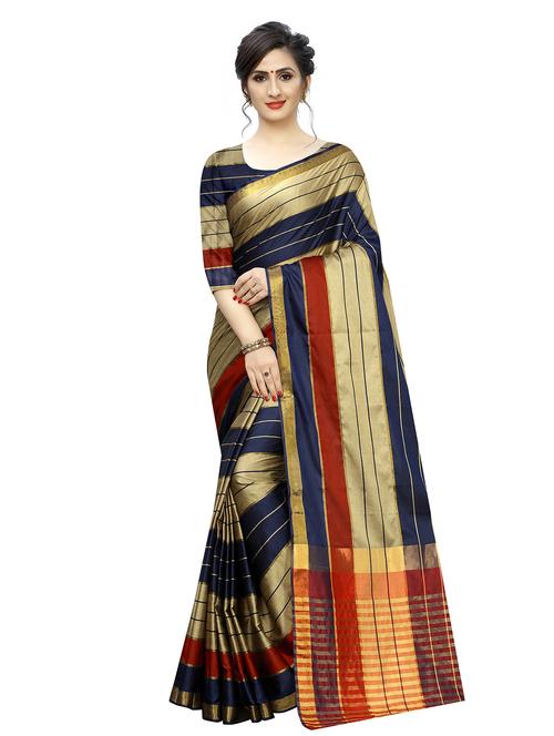 striped woven saree with blouse - 17324629 - Standard Image - 1