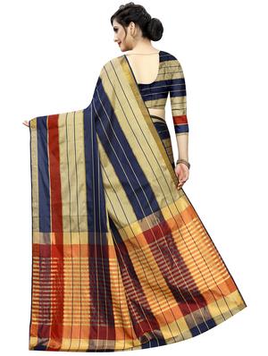 striped woven saree with blouse - 17324629 - Standard Image - 2