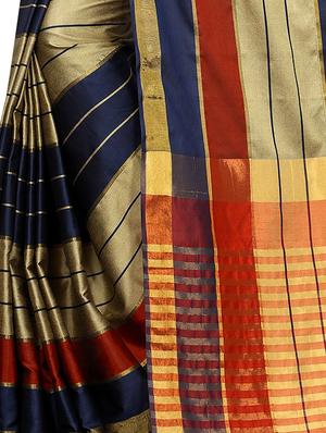 striped woven saree with blouse - 17324629 - Standard Image - 3