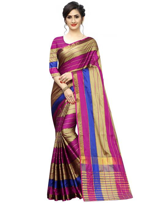 magenta woven saree with blouse - 17324630 - Standard Image - 1