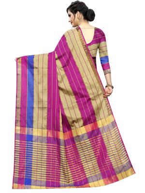 magenta woven saree with blouse - 17324630 - Standard Image - 2