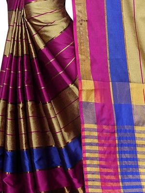 magenta woven saree with blouse - 17324630 - Standard Image - 3