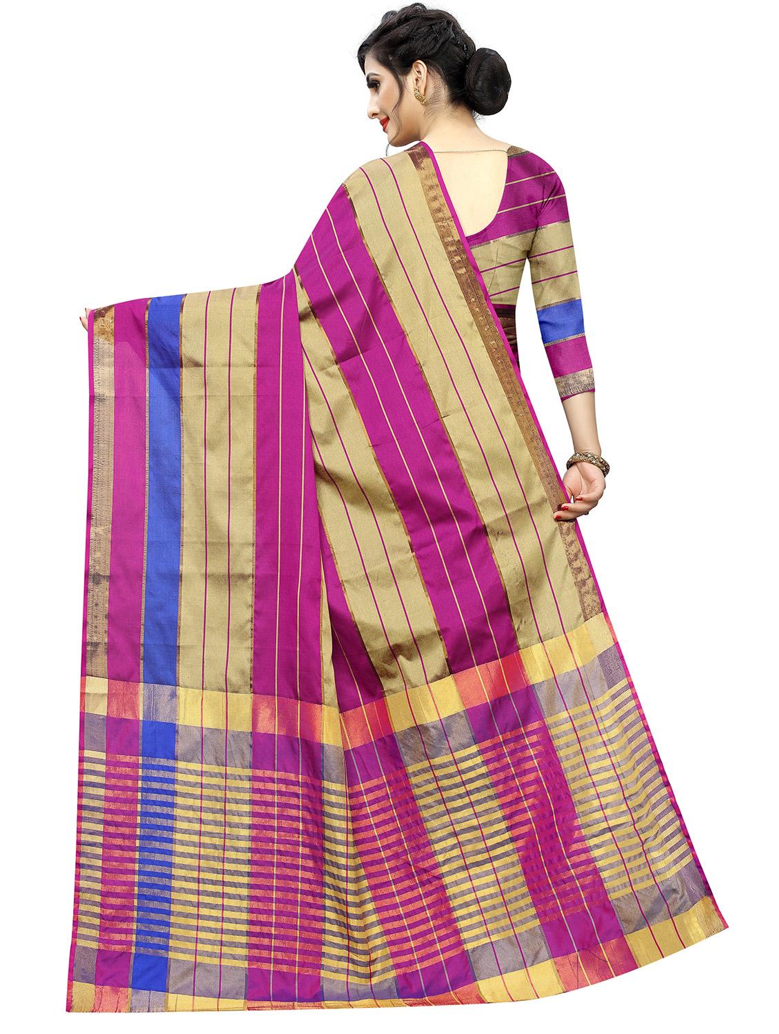 magenta woven saree with blouse - 17324630 - Zoom Image - 2