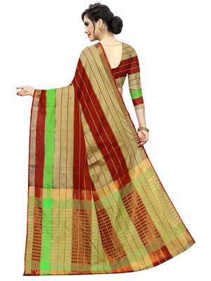 striped woven saree with blouse - 17324631 - Standard Image - 2