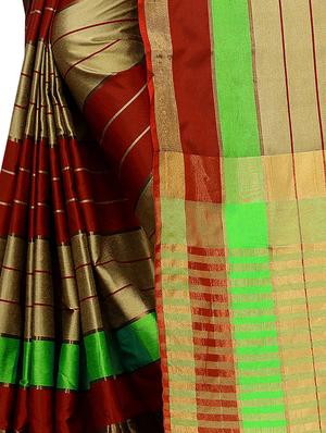 striped woven saree with blouse - 17324631 - Standard Image - 3