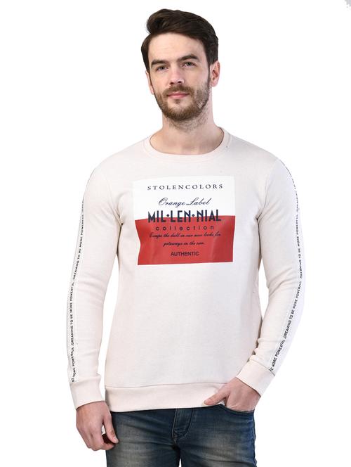 off white chest print sweatshirt - 17324663 - Standard Image - 1