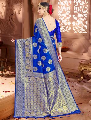 self design banarasi silk saree with blouse - 17324720 - Standard Image - 2