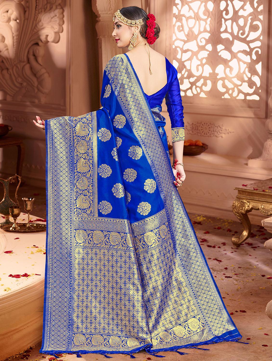 self design banarasi silk saree with blouse - 17324720 - Zoom Image - 2