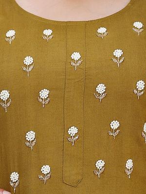 phulkari work solid straight kurta - 17324794 - Standard Image - 4