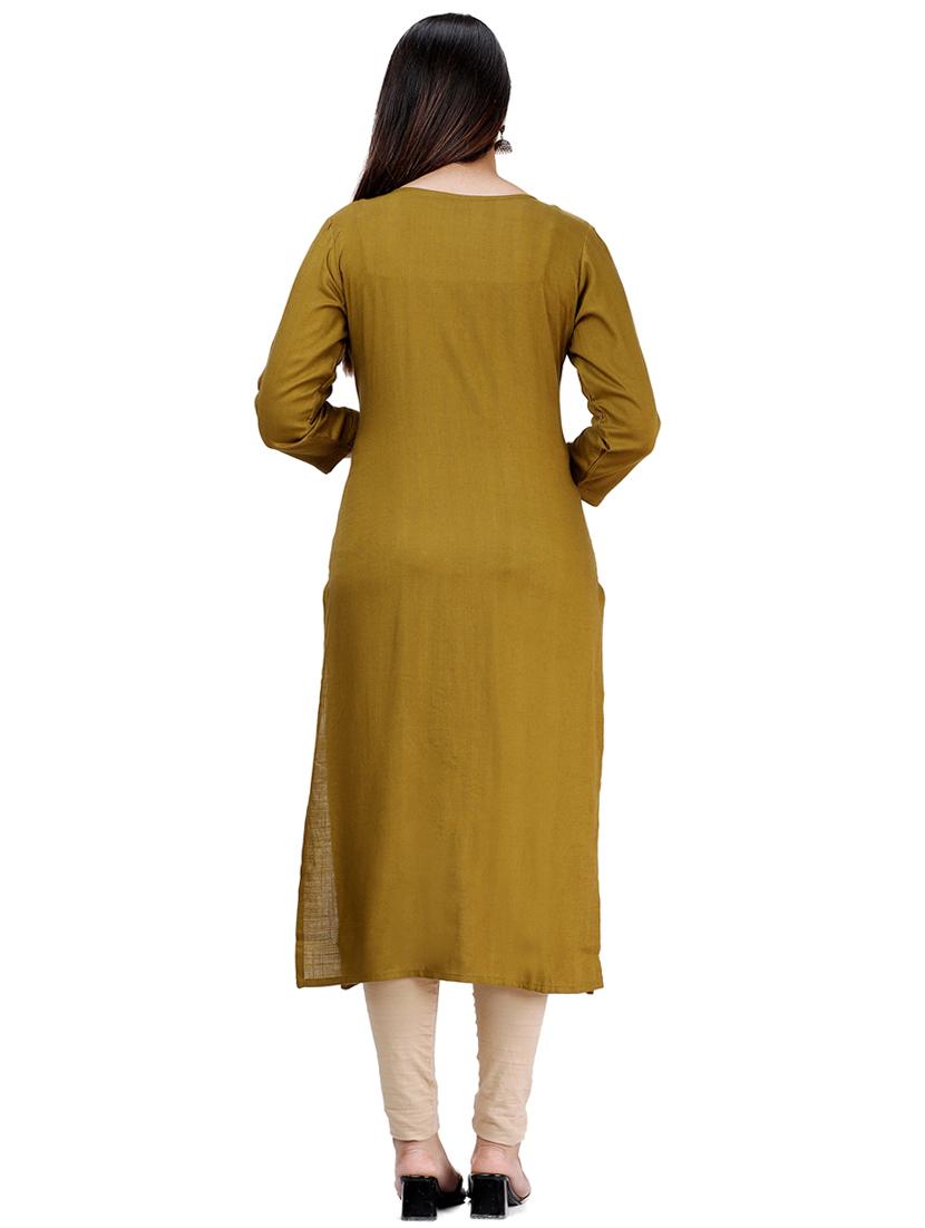 phulkari work solid straight kurta - 17324794 - Zoom Image - 3