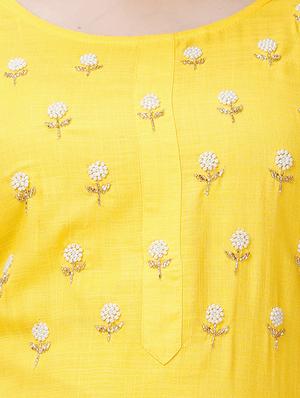 phulkari work solid straight kurta - 17324795 - Standard Image - 4