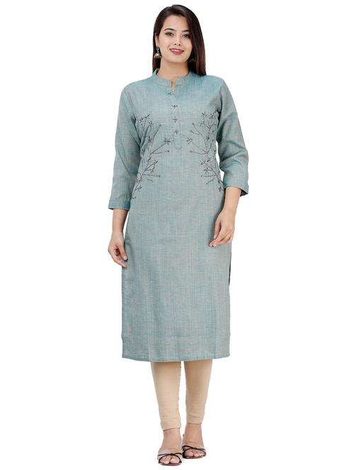 zardozi work solid straight kurta - 17324800 - Standard Image - 1