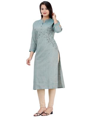 zardozi work solid straight kurta - 17324800 - Standard Image - 2