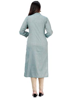 zardozi work solid straight kurta - 17324800 - Standard Image - 3