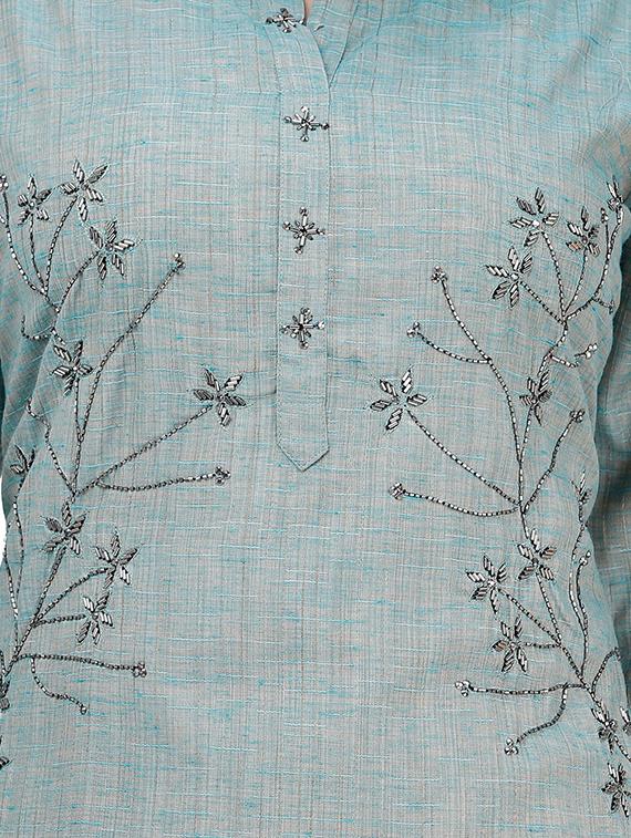 zardozi work solid straight kurta - 17324800 - Zoom Image - 4