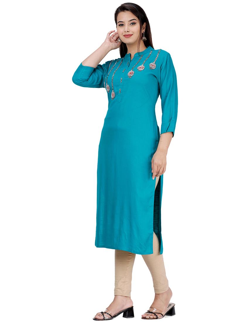 zardozi work solid straight kurta - 17324804 - Zoom Image - 2