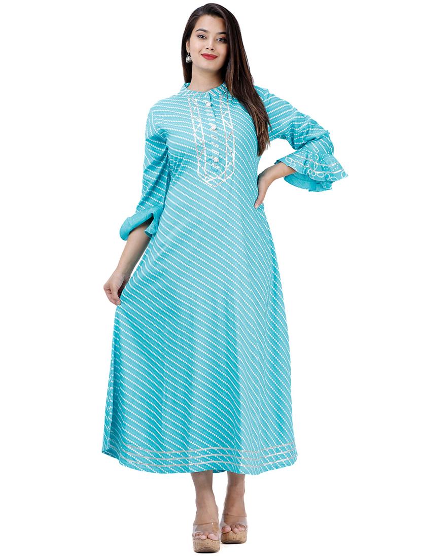 bandhani print flared kurta - 17324840 - Zoom Image - 1