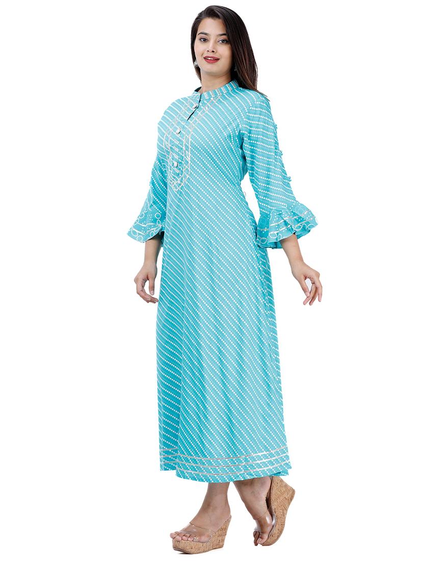 bandhani print flared kurta - 17324840 - Zoom Image - 2