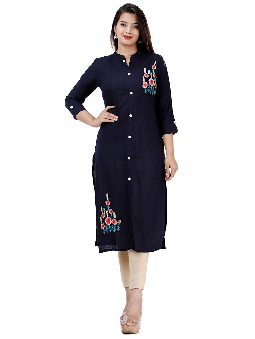 embroidered straight kurta - 17324845 - Zoom Image - 1