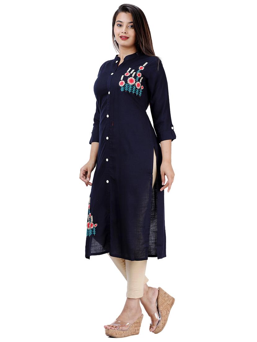 embroidered straight kurta - 17324845 - Zoom Image - 2