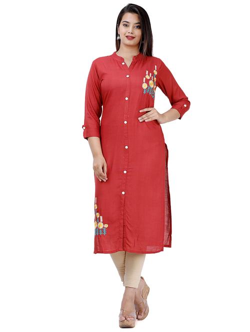 embroidered straight kurta - 17324846 - Standard Image - 1
