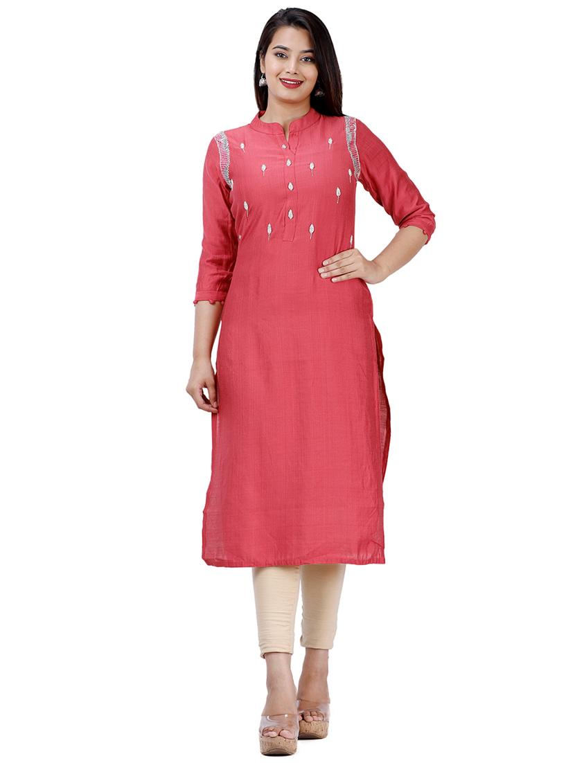 embroidered straight kurta - 17324852 - Zoom Image - 1