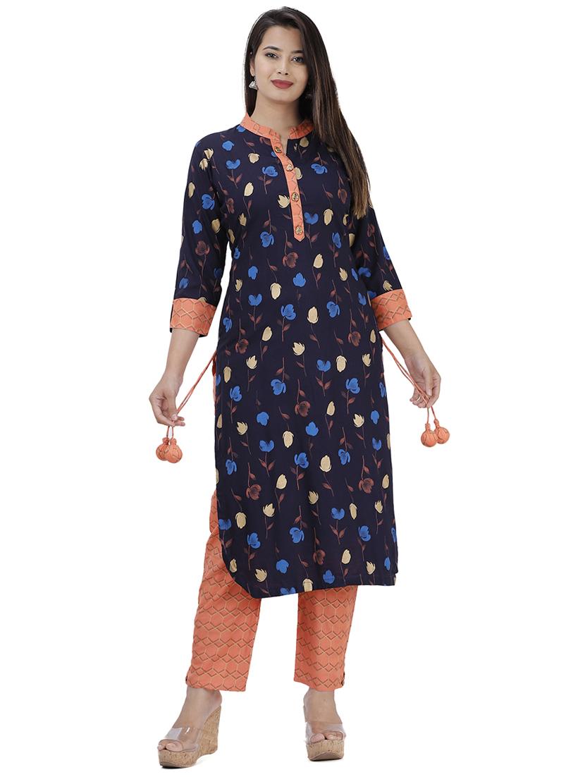 floral print kurta pant set - 17324858 - Zoom Image - 1