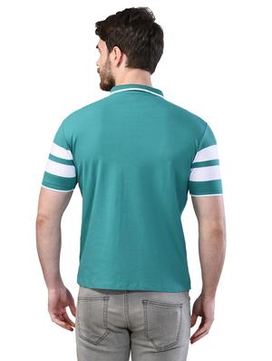 green printed collared t-shirt - 17325032 - Standard Image - 3