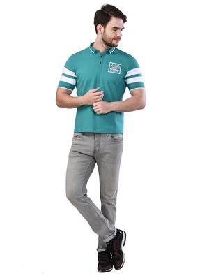 green printed collared t-shirt - 17325032 - Standard Image - 4