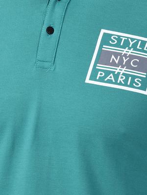 green printed collared t-shirt - 17325032 - Standard Image - 5