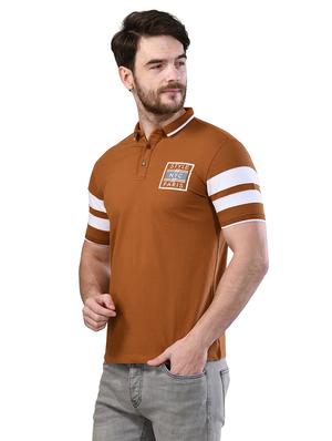 brown printed collared t-shirt - 17325033 - Standard Image - 2