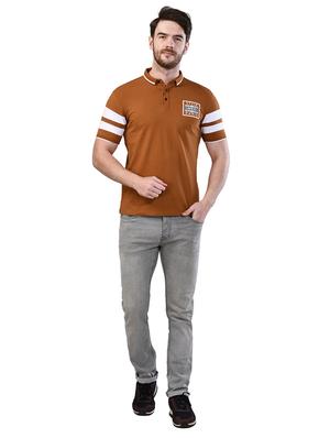 brown printed collared t-shirt - 17325033 - Standard Image - 4