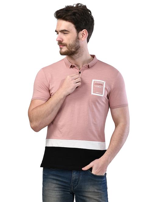 pink color block collared t-shirt - 17325035 - Standard Image - 1