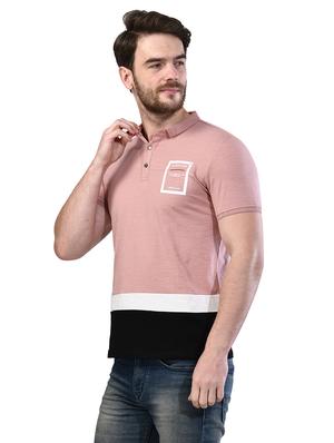 pink color block collared t-shirt - 17325035 - Standard Image - 2