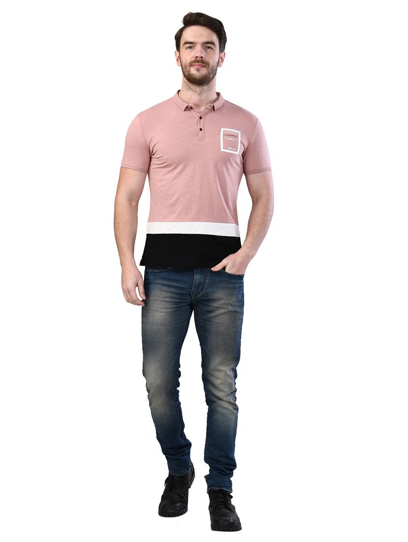 pink color block collared t-shirt - 17325035 - Zoom Image - 4