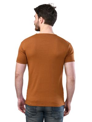 brown solid t-shirt - 17325038 - Standard Image - 3