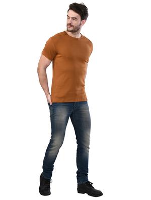 brown solid t-shirt - 17325038 - Standard Image - 4