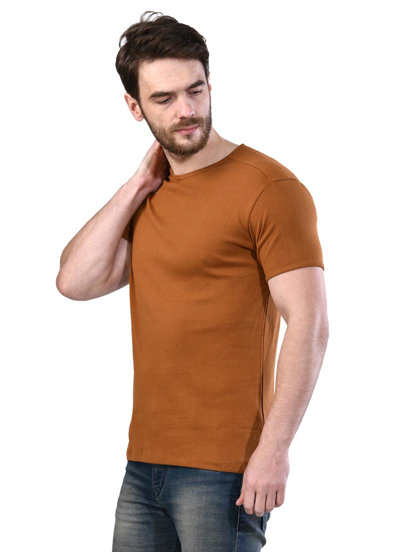 brown solid t-shirt - 17325038 - Zoom Image - 2