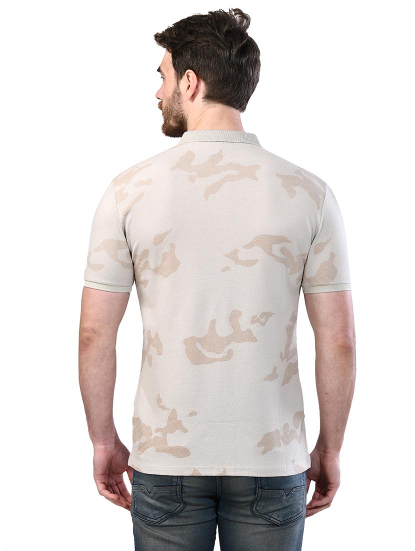 beige printed collared t-shirt - 17325039 - Zoom Image - 3