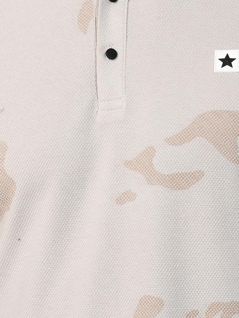 beige printed collared t-shirt - 17325039 - Zoom Image - 5