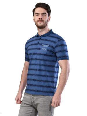 blue striped collared t-shirt - 17325041 - Standard Image - 2