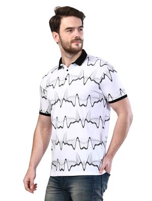 white printed collared t-shirt - 17325054 - Standard Image - 2