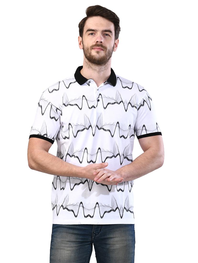 white printed collared t-shirt - 17325054 - Zoom Image - 1