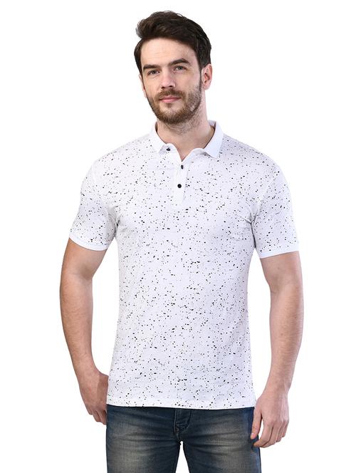 white printed collared t-shirt - 17325061 - Standard Image - 1