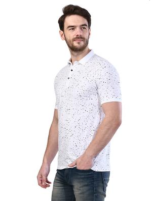 white printed collared t-shirt - 17325061 - Standard Image - 2